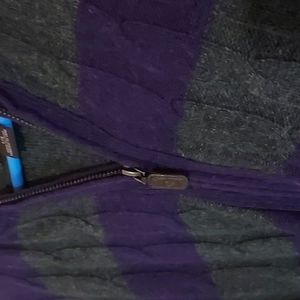 Men's Gray and Purple Zip Hoodie